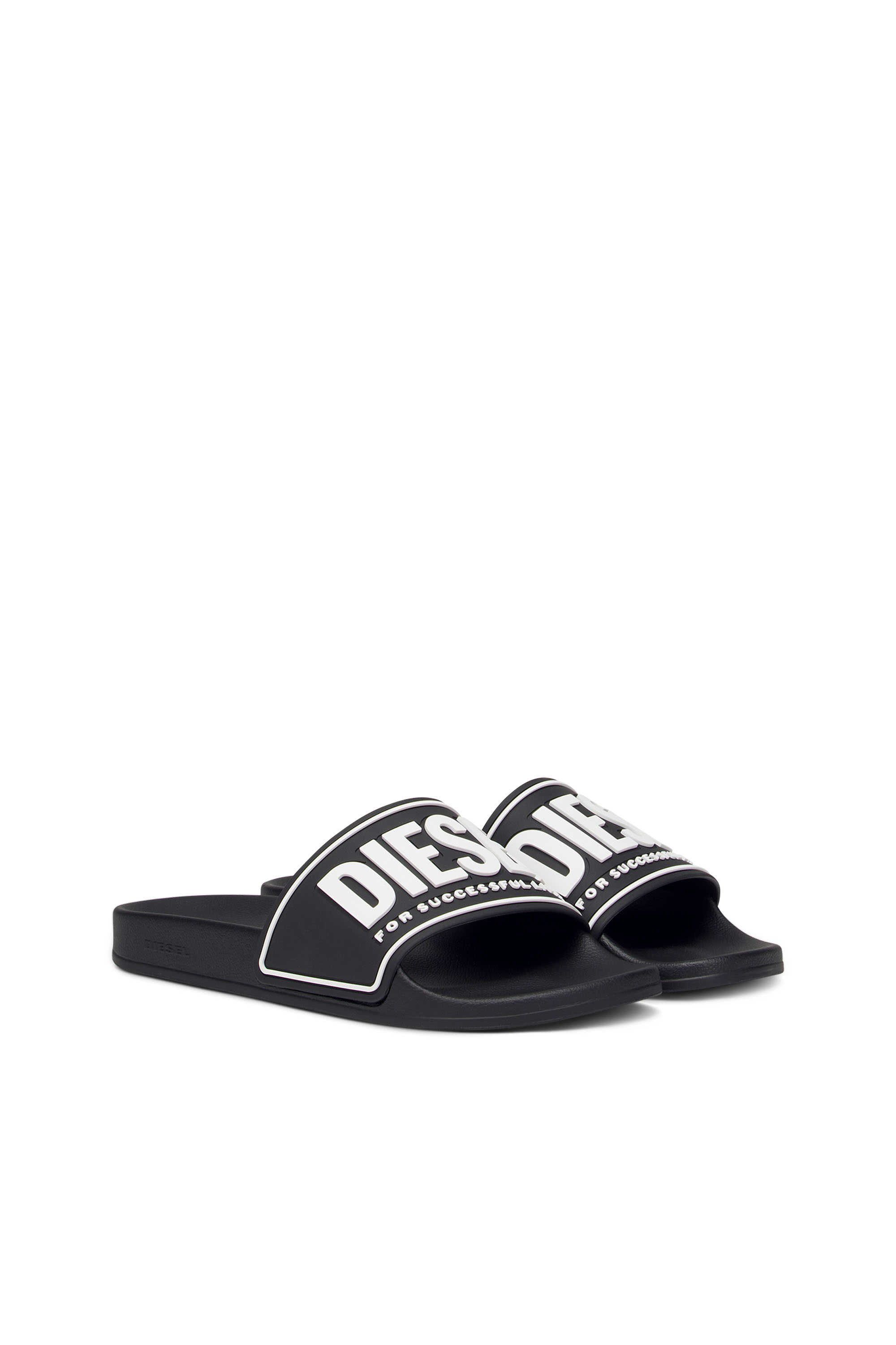 Diesel - SA-MAYEMI CC W, Woman's Sa-Mayemi-Rubber slides with embossed logo in Black - 3