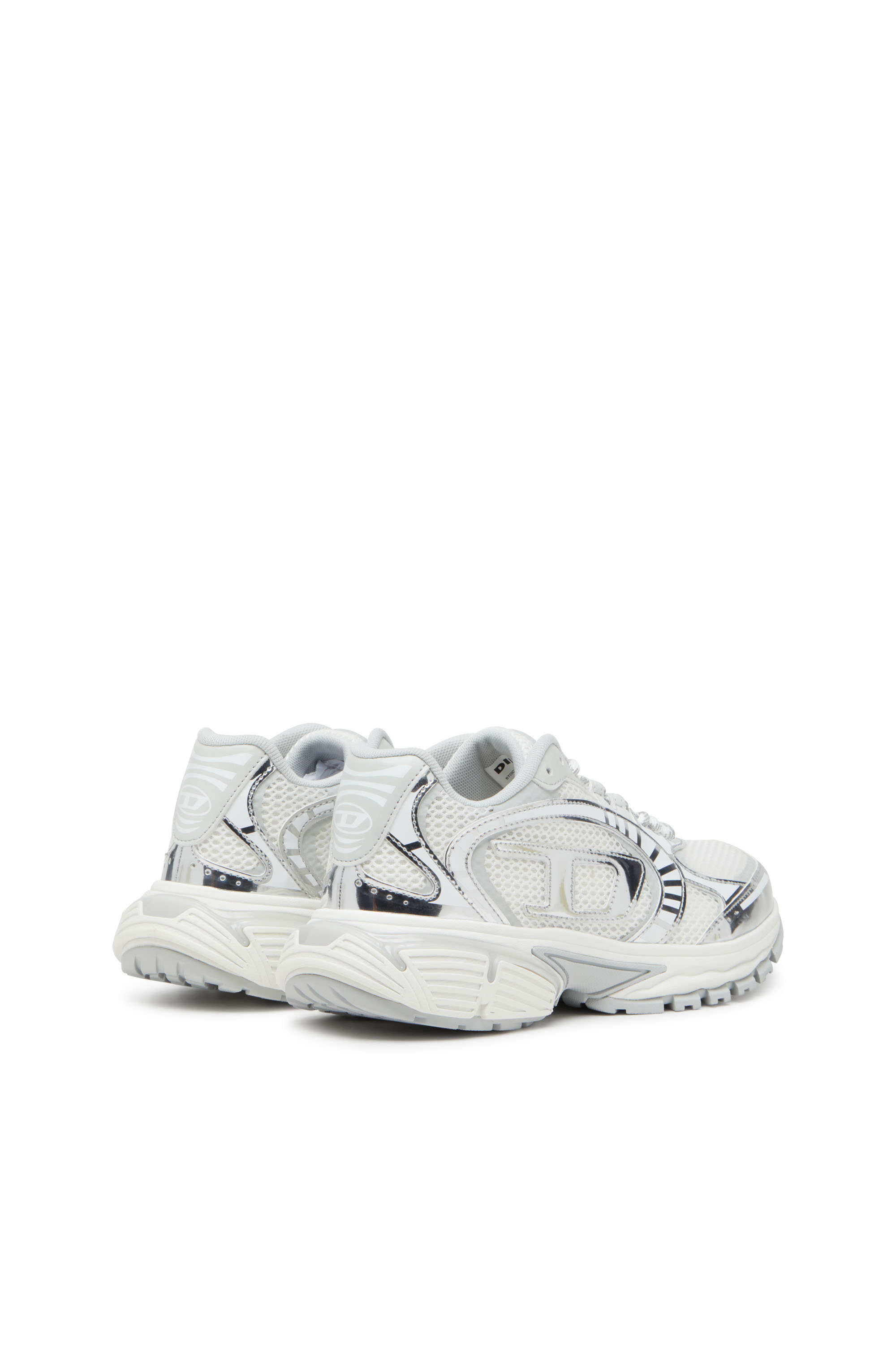 Diesel - S-PRO-V-DENSE LOW W, Woman's S-Pro-V-Dense-Metallic mesh sneakers with Oval D logo in White/Silver - 4