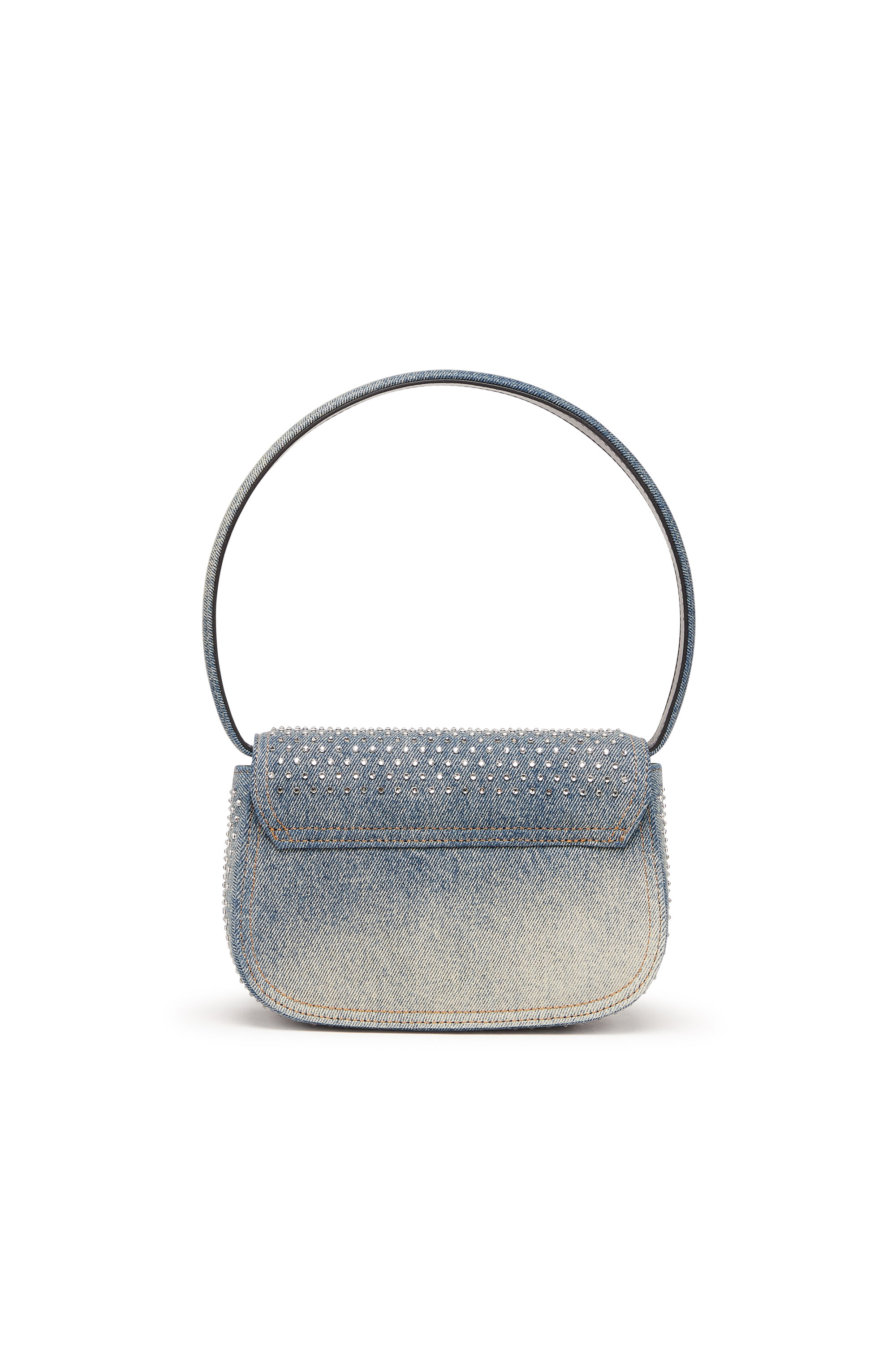 Diesel - 1DR, Woman's 1DR - Iconic shoulder bag in denim and crystals in Light Blue - 2