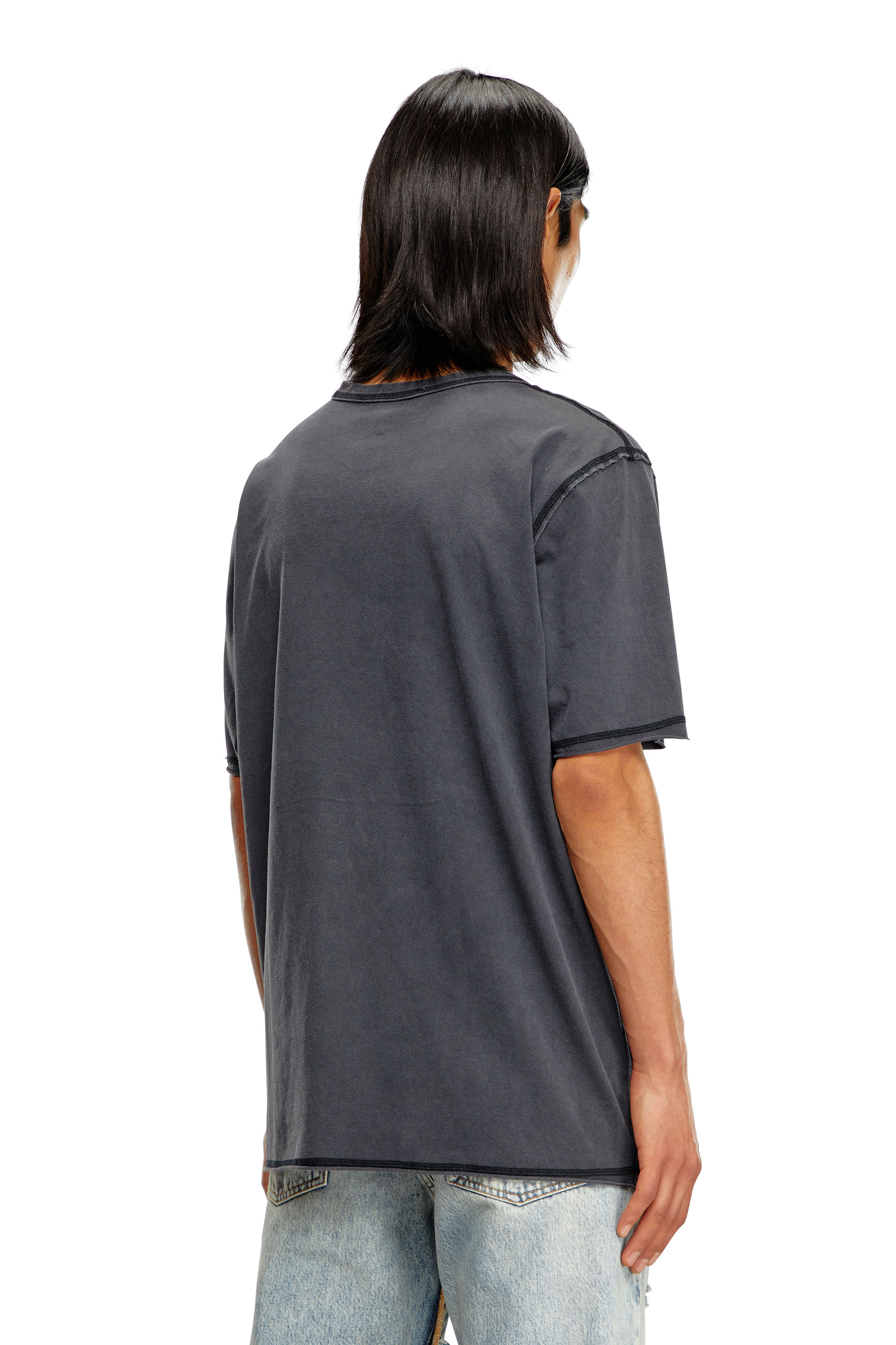Diesel - T-RAWJUST, Man's Faded T-shirt with tonal embroidery in Black - 4