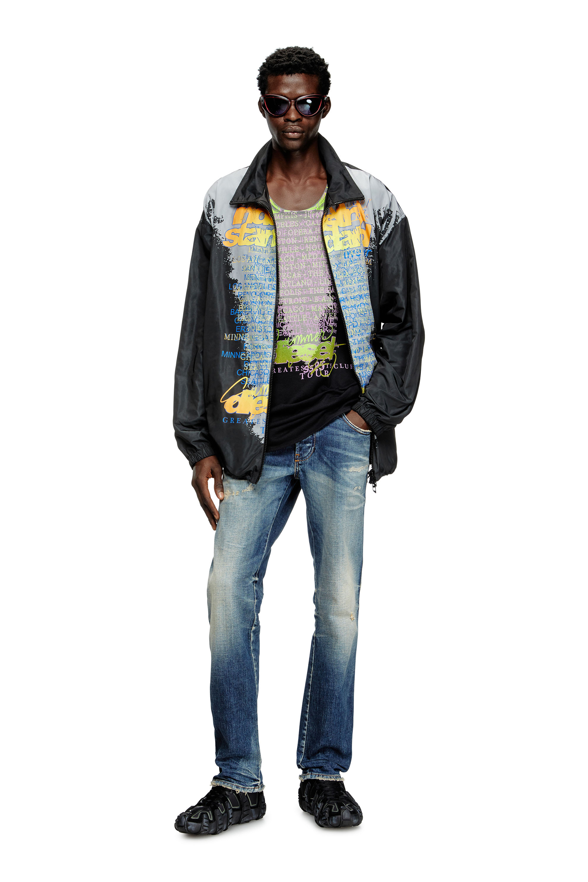 Diesel - J-ERIK, Unisex's Tech-jersey jacket with lyrics print in Black - 3